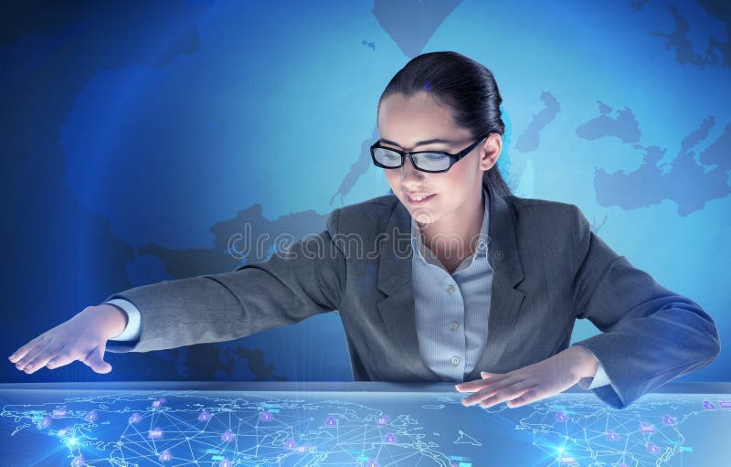 Concetto di donna nei social network fotografia stock