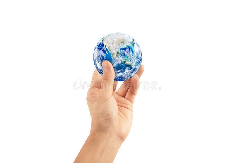 Concetto di ecologia: Uomo che giudica il globo del pianeta Terra a disposizione isolato su fondo bianco illustrazione di stock Concetto di ecologia: Uomo che giudica il globo del pianeta Terra a disposizione isolato su fondo bianco illustrazione di stock