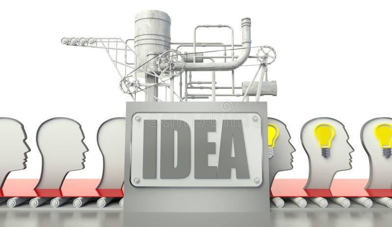 Idea concept with glowing light bulbs in people's minds. Idea concept with glowing light bulbs in people's minds