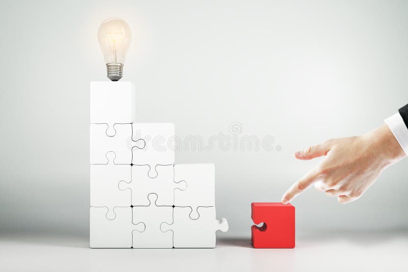 Concetto di idea, di quiz e della soluzione fotografia stock libera da diritti