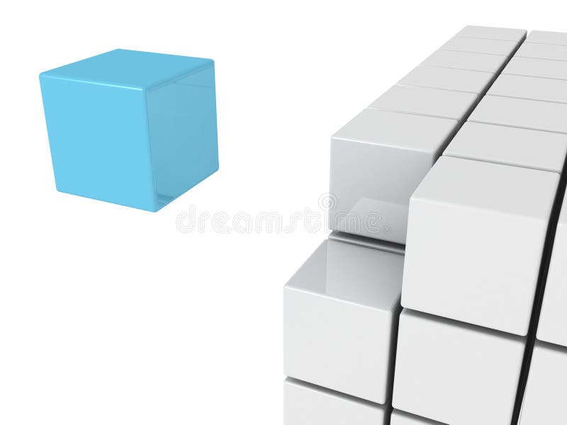 Concetto di individualità con il cubo unico blu illustrazione vettoriale Concetto di individualità con il cubo unico blu illustrazione vettoriale