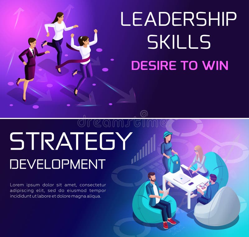 Concetto di Isometrics delle situazioni e crescita della gente di affari, lo sviluppo di strategie, di funzionamento e di carrier illustrazione vettoriale