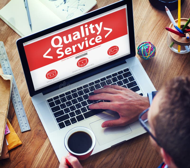 Concetto di lavoro di qualità di Digital dell'ufficio online di servizio fotografia stock