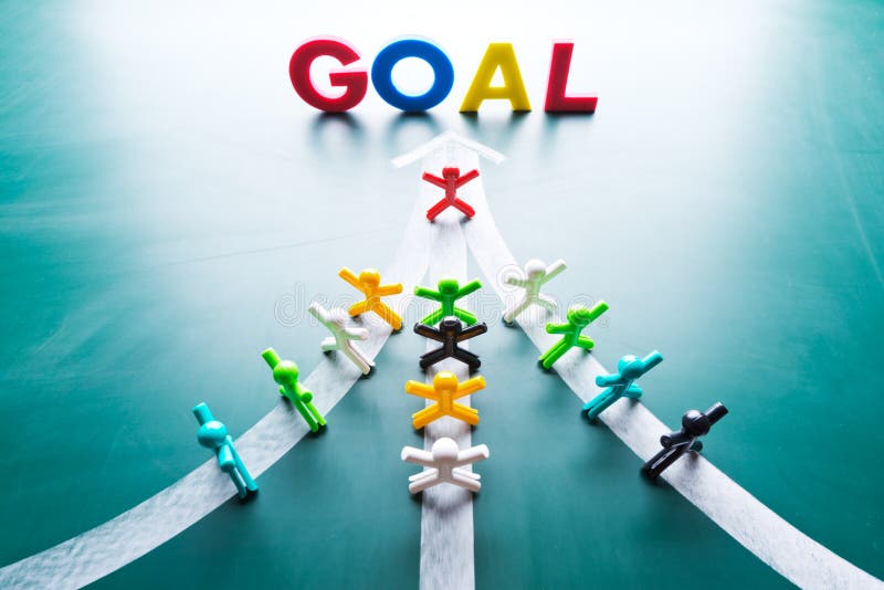 Goal and Teamwork concept, group of people with the same goal. Goal and Teamwork concept, group of people with the same goal