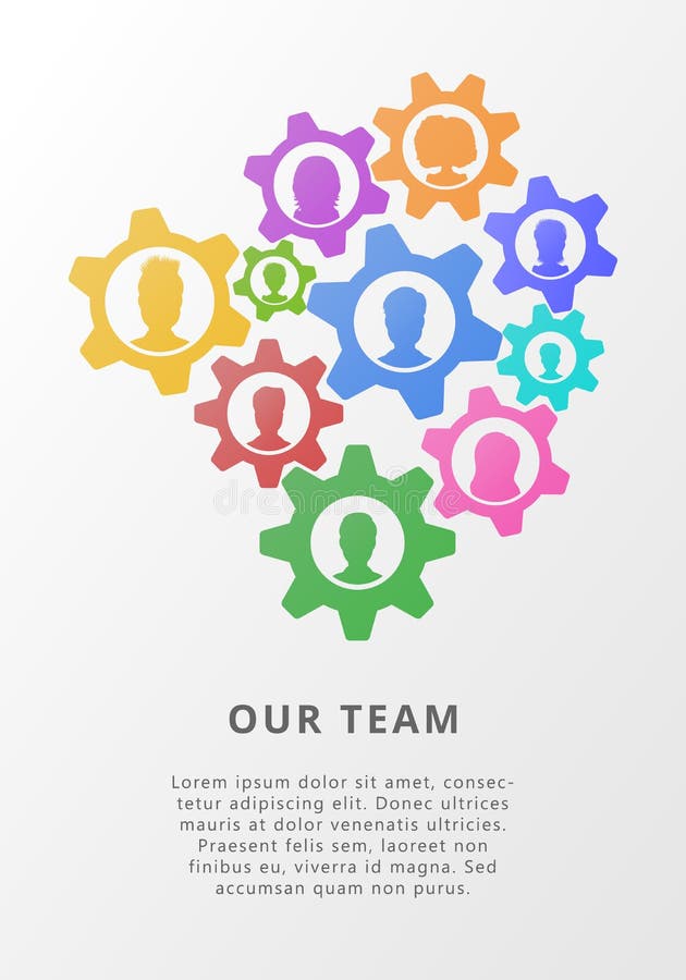 Concetto di lavoro di squadra con gli avatar dell'icona della gente e degli ingranaggi Illustrazione piana di vettore per strateg royalty illustrazione gratis Concetto di lavoro di squadra con gli avatar dell'icona della gente e degli ingranaggi Illustrazione piana di vettore per strateg royalty illustrazione gratis