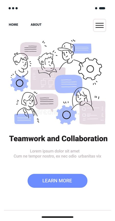 Concetto di lavoro di squadra e collaborazione con persone che discutono idee ingranaggi e bolle di parole in uno stile di sketch royalty illustrazione gratis