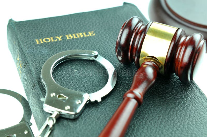 Legal concept with gavel, Bible and handcuffs. Legal concept with gavel, Bible and handcuffs