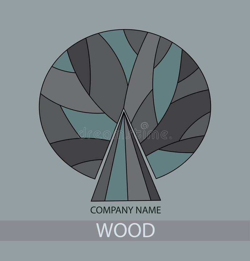Concetto di legno dell'icona di un albero stilizzato con le foglie Gray Tree Logo royalty illustrazione gratis Concetto di legno dell'icona di un albero stilizzato con le foglie Gray Tree Logo royalty illustrazione gratis
