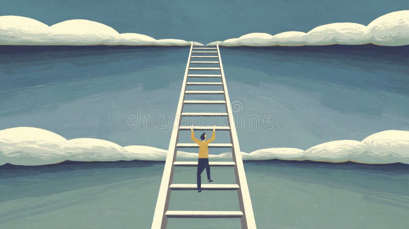 Concetto di nuvola e scala per realizzare sogni. Nuvola e scala per realizzare il concetto di sogno, un'aria generativa
