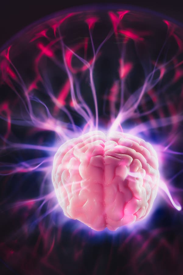 Mind power concept with human brain and light rays. Mind power concept with human brain and light rays