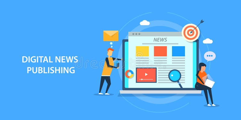 Concetto di progetto piano delle notizie digitali che pubblicano, pubblicazione contenta, vendita illustrazione di stock Concetto di progetto piano delle notizie digitali che pubblicano, pubblicazione contenta, vendita illustrazione di stock