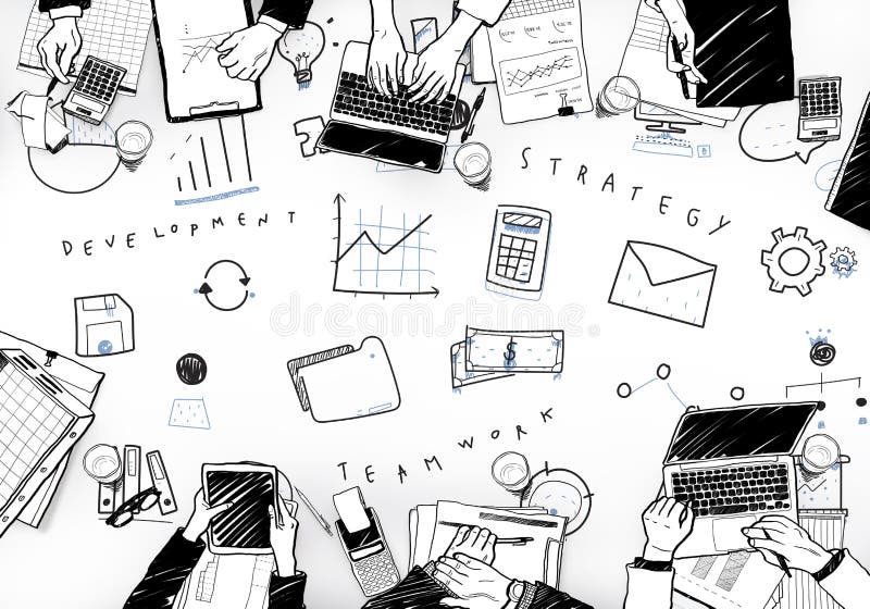 Concetto di progresso di Marketing Business Corporation illustrazione di stock