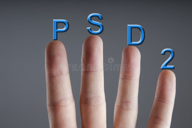 Concetto di PSD2 - il pagamento assiste la direttiva fotografia stock Concetto di PSD2 - il pagamento assiste la direttiva fotografia stock