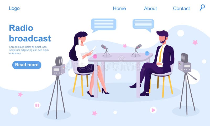 Concetto di radiodiffusione o di podcast illustrazione di stock