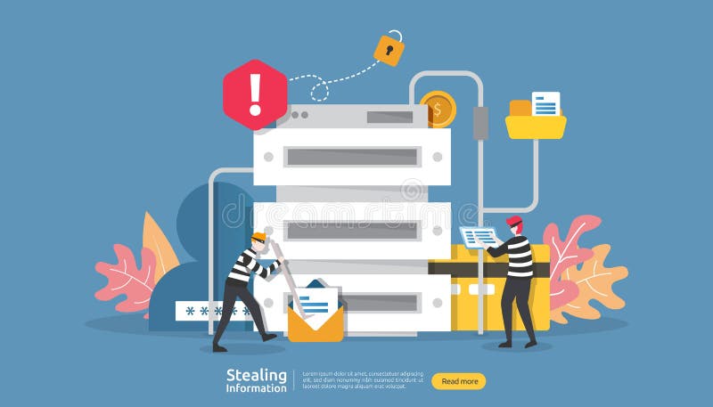 concetto di sicurezza di Internet con il carattere della gente r rubare la pagina di atterraggio di web di dati di informazione p royalty illustrazione gratis concetto di sicurezza di Internet con il carattere della gente r rubare la pagina di atterraggio di web di dati di informazione p royalty illustrazione gratis