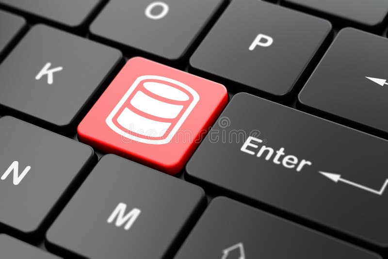 Concetto di software: Base di dati sul fondo della tastiera di computer illustrazione di stock