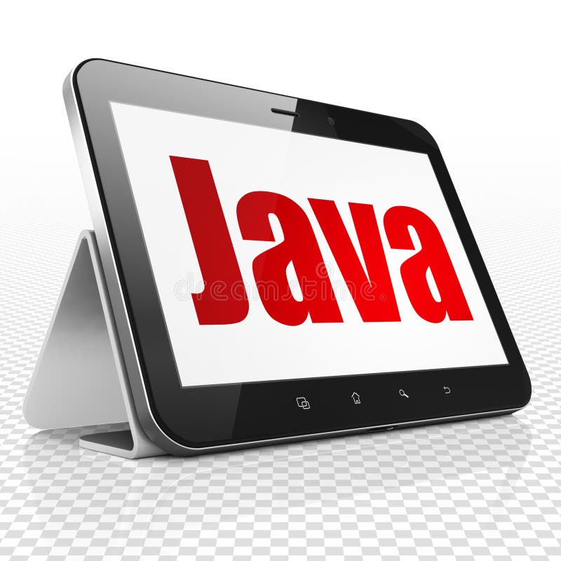 Concetto di software: Computer della compressa con Java su esposizione royalty illustrazione gratis