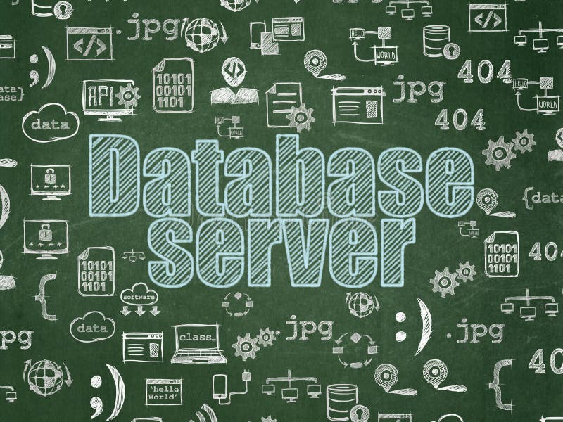 Concetto di software: Database server sul fondo del consiglio scolastico royalty illustrazione gratis