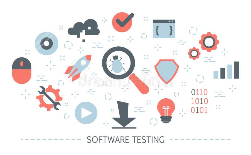 Concetto di software difficile Processo della prova di codice di applicazione illustrazione vettoriale