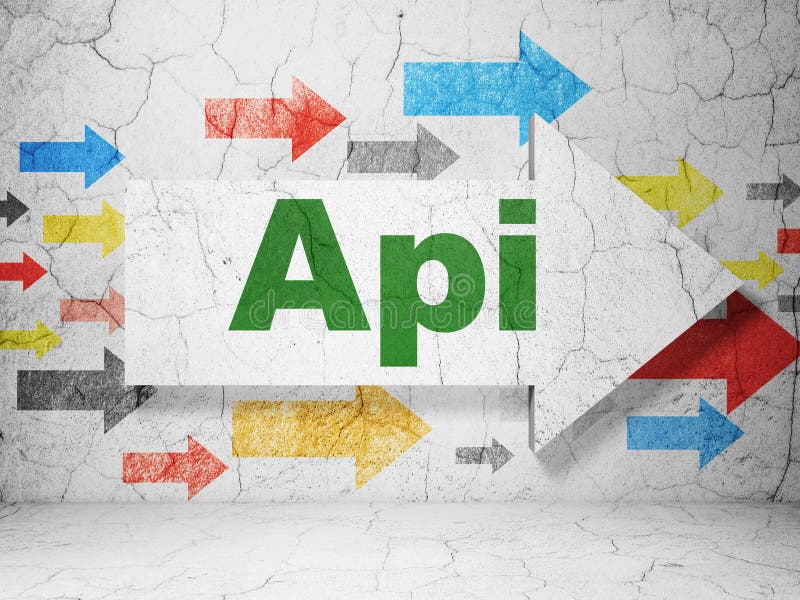 Concetto di software: freccia con l'api sul fondo della parete di lerciume royalty illustrazione gratis