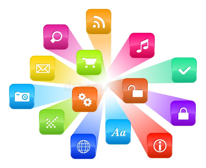 Concetto di software: nuvola delle icone variopinte di programma royalty illustrazione gratis