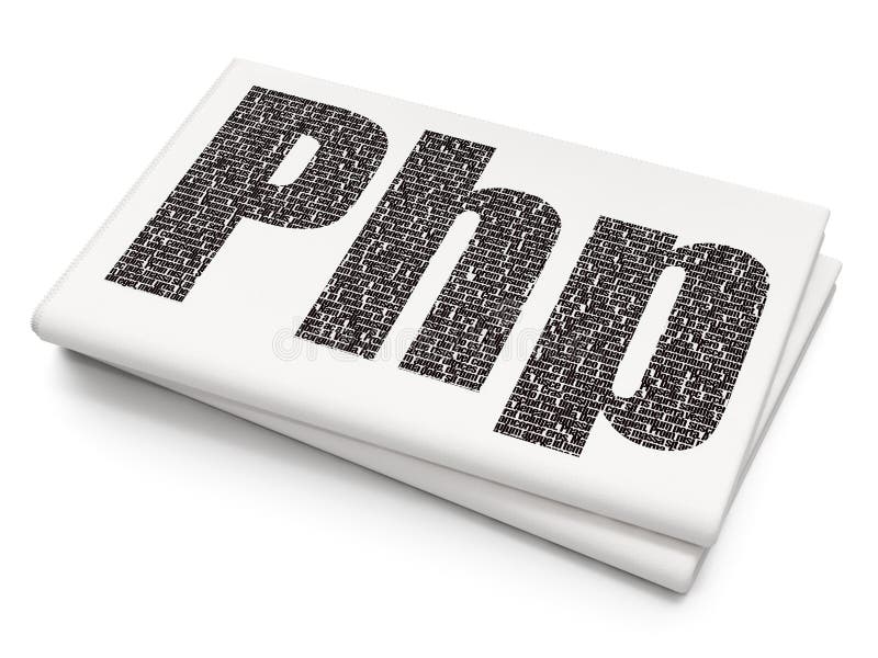 Concetto di software: PHP sul fondo in bianco del giornale illustrazione vettoriale