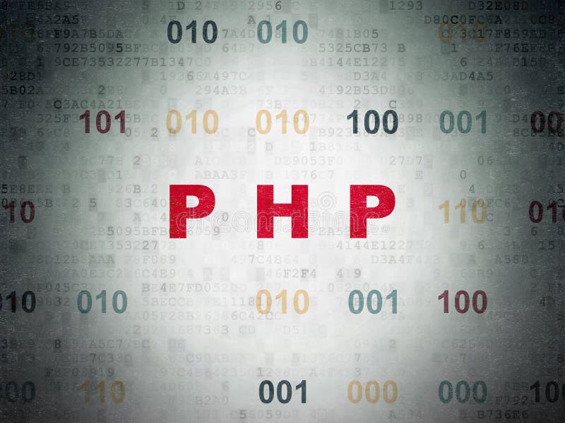 Concetto di software: PHP sul fondo della carta di dati di Digital illustrazione vettoriale