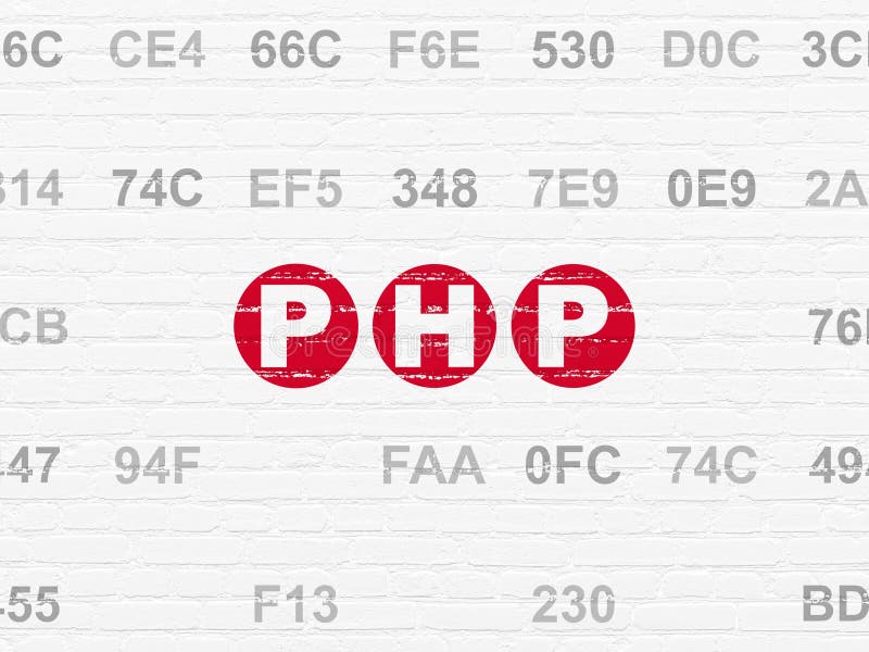 Concetto di software: PHP sul fondo della parete illustrazione di stock