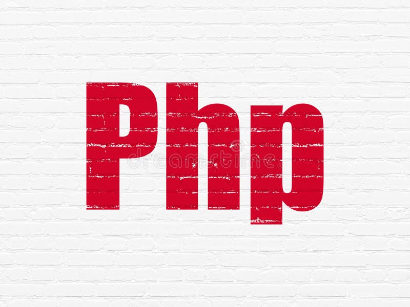 Concetto di software: PHP sul fondo della parete illustrazione di stock