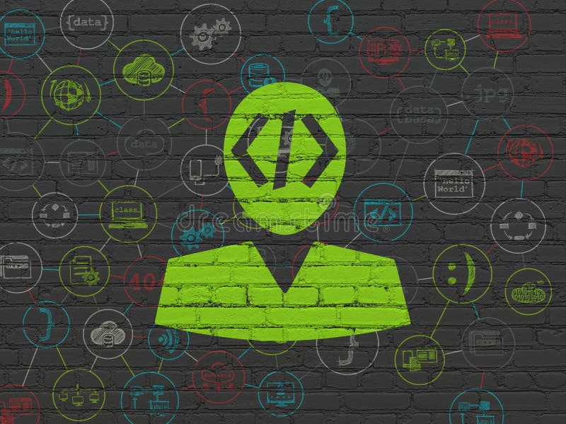 Concetto di software: Programmatore sul fondo della parete royalty illustrazione gratis