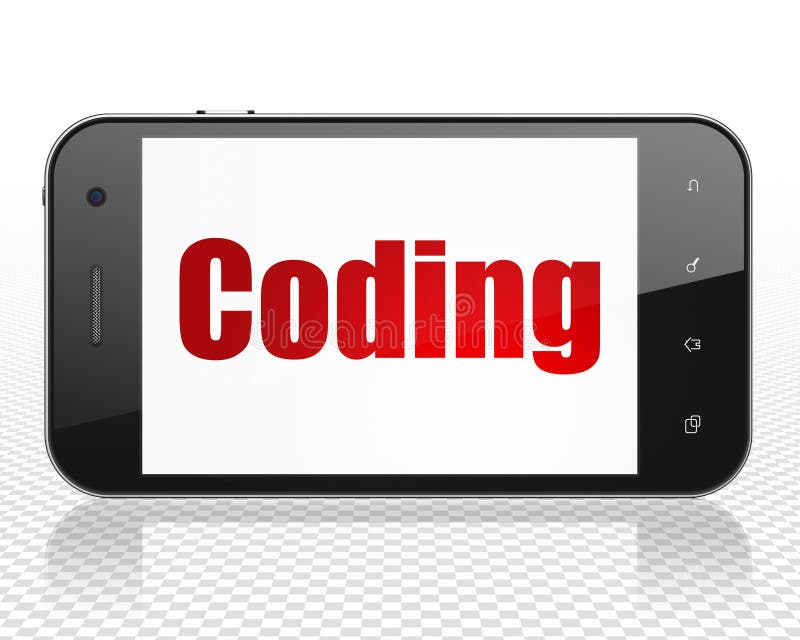 Concetto di software: Smartphone con codifica sull'esposizione illustrazione vettoriale