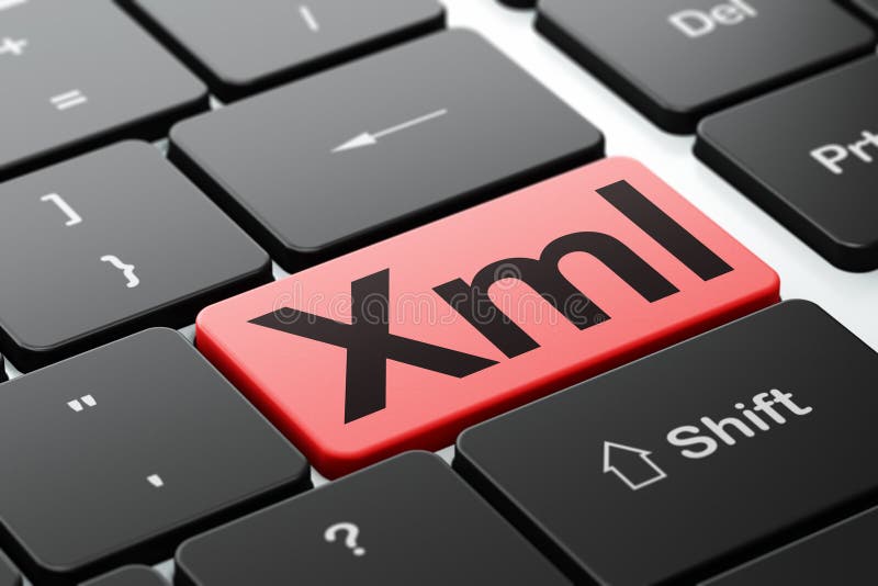 Concetto di software: Xml sul fondo della tastiera di computer illustrazione vettoriale