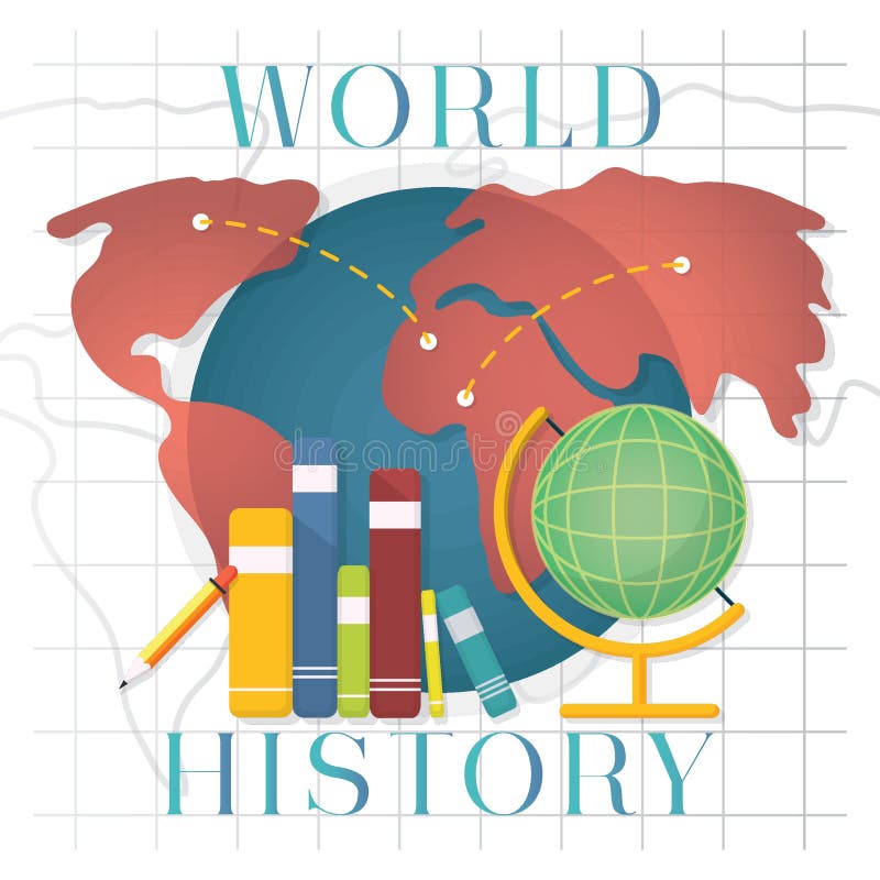 Concetto di storia mondiale. disegno decorativo per illustrazioni vettoriali