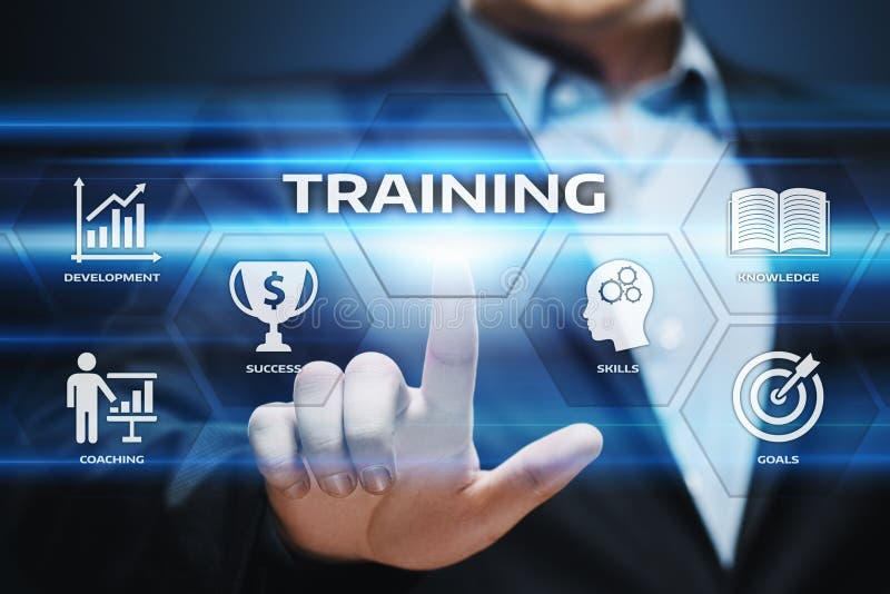 Concetto di tecnologia di Internet di affari di abilità di e-learning di Webinar di addestramento fotografia stock Concetto di tecnologia di Internet di affari di abilità di e-learning di Webinar di addestramento fotografia stock