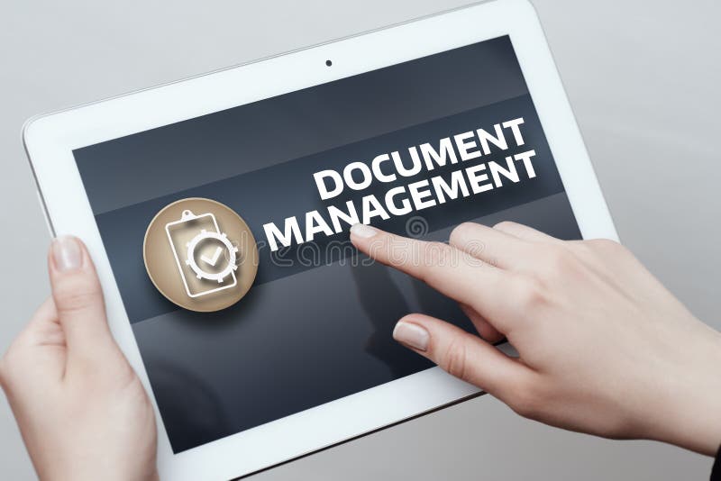 Concetto di tecnologia di Internet di affari del sistema dati della gestione di documenti fotografia stock libera da diritti