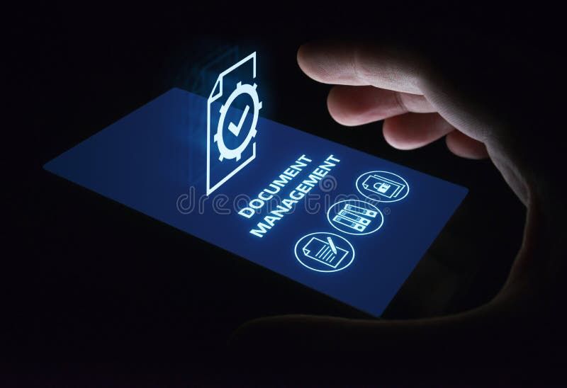 Concetto di tecnologia di Internet di affari del sistema dati della gestione di documenti immagine stock
