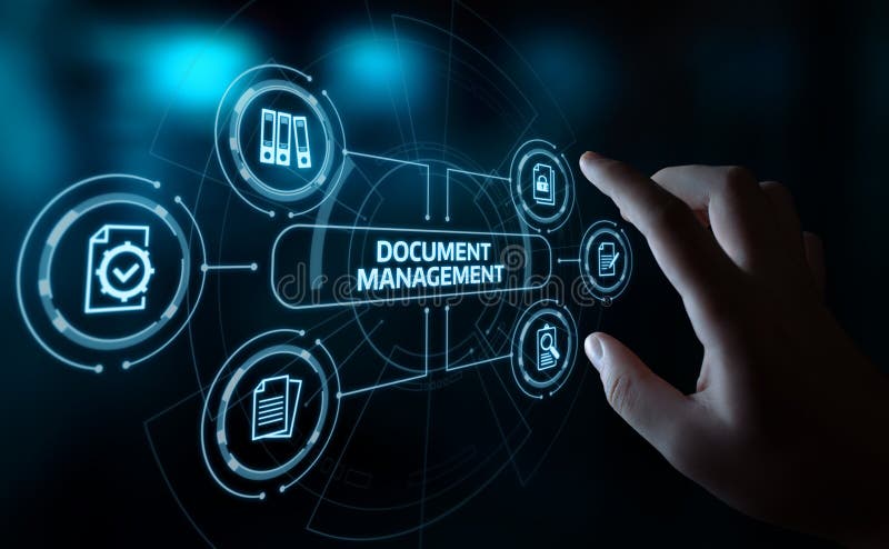 Concetto di tecnologia di Internet di affari del sistema dati della gestione di documenti immagini stock libere da diritti