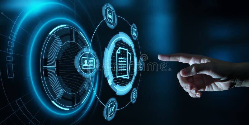 Concetto di tecnologia di Internet di affari del sistema dati della gestione di documenti immagine stock libera da diritti