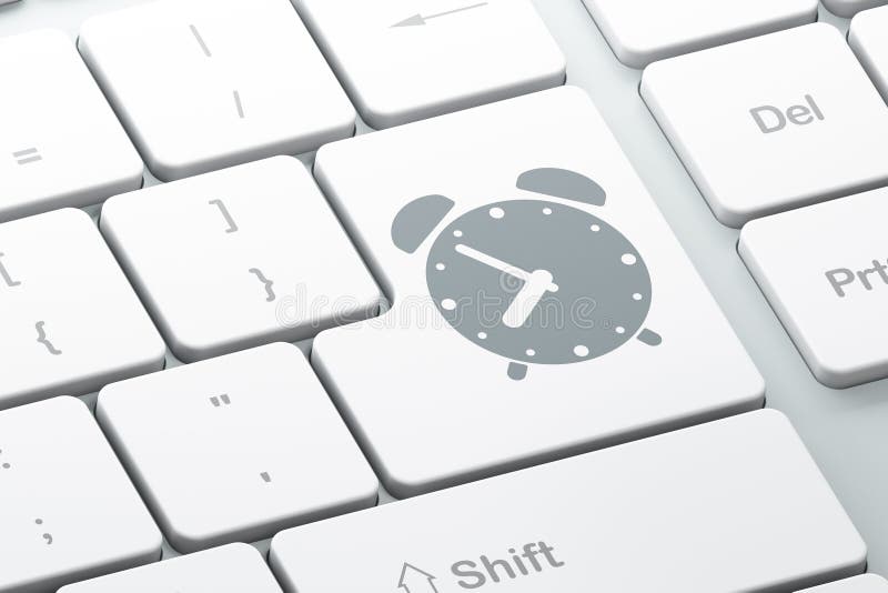 Concetto di tempo: Sveglia sulla tastiera di computer royalty illustrazione gratis Concetto di tempo: Sveglia sulla tastiera di computer royalty illustrazione gratis