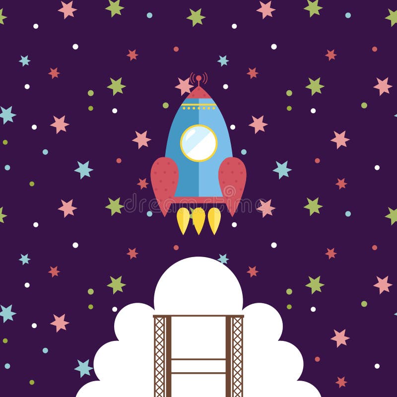 Concetto di vettore di stile del fumetto di esplorazione spaziale illustrazione di stock Concetto di vettore di stile del fumetto di esplorazione spaziale illustrazione di stock