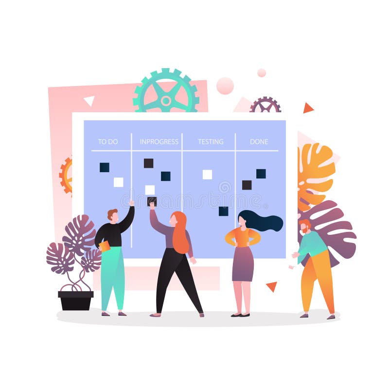 Concetto di vettore di Kanban per l'insegna di web, pagina del sito Web royalty illustrazione gratis Concetto di vettore di Kanban per l'insegna di web, pagina del sito Web royalty illustrazione gratis