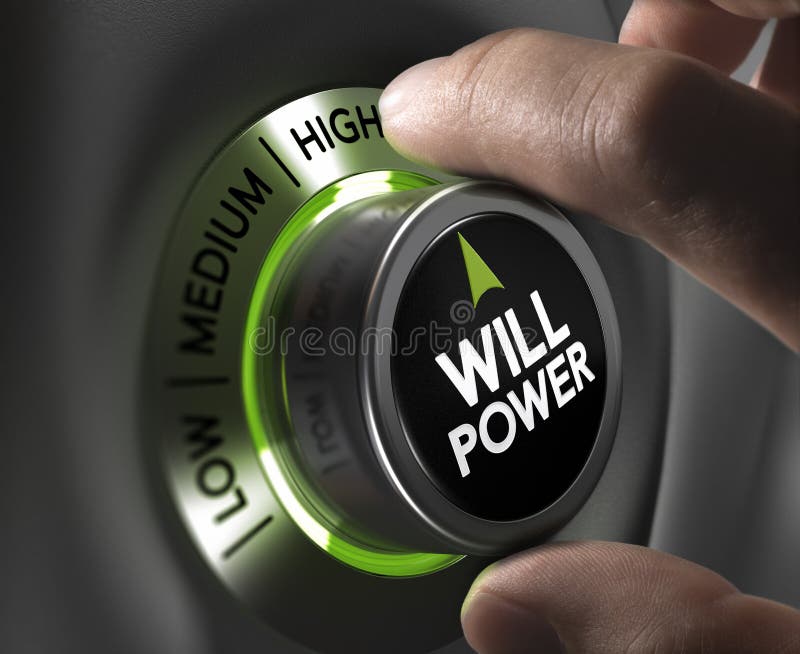 Fingers turning a willpower button and setting it on the highest position, green tones. Illustration of determination or motivation concept. Fingers turning a willpower button and setting it on the highest position, green tones. Illustration of determination or motivation concept.