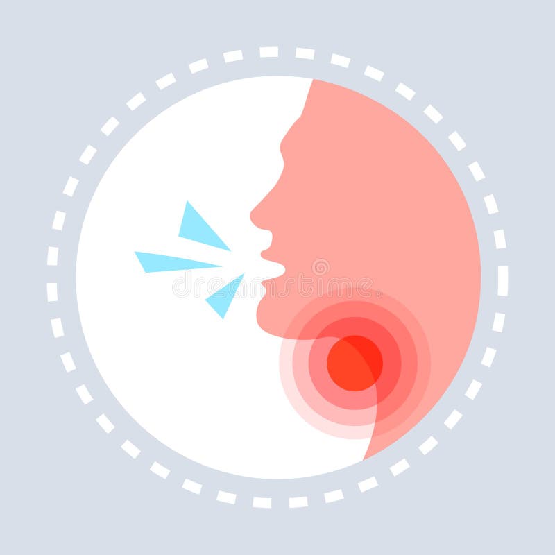 Concetto doloroso di dolore della gola irritata che tossisce la medicina capa umana e salute di logo di servizio medico di sanità illustrazione vettoriale Concetto doloroso di dolore della gola irritata che tossisce la medicina capa umana e salute di logo di servizio medico di sanità illustrazione vettoriale
