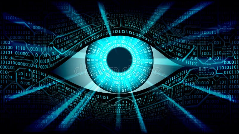 Concetto elettronico dell'occhio del fratello maggiore, tecnologie per la sorveglianza globale, sicurezza dei sistemi informatici illustrazione di stock Concetto elettronico dell'occhio del fratello maggiore, tecnologie per la sorveglianza globale, sicurezza dei sistemi informatici illustrazione di stock