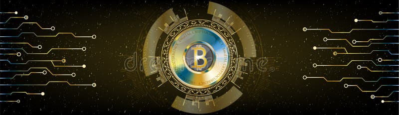 Concetto futuristico dorato di Bitcoin Fondo cosmico w dello spazio di HUD royalty illustrazione gratis Concetto futuristico dorato di Bitcoin Fondo cosmico w dello spazio di HUD royalty illustrazione gratis