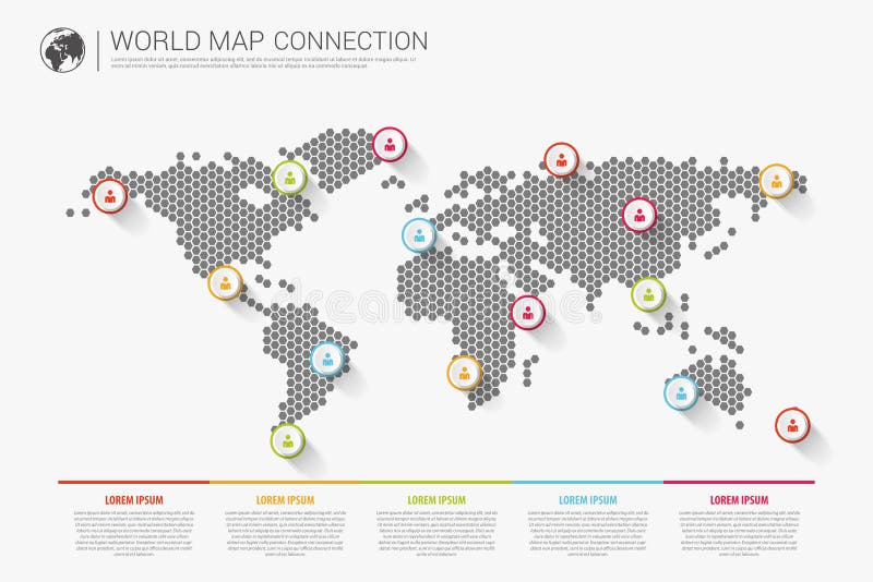 Concetto infographic moderno variopinto del collegamento della mappa di mondo Vettore