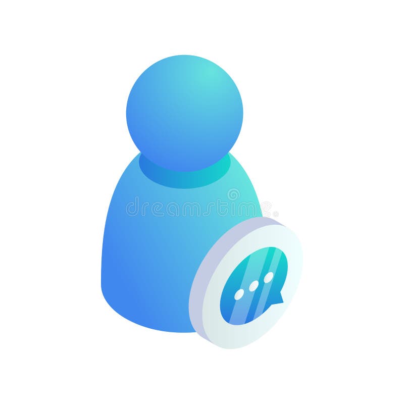 User messaging isometric concept. Vector 3d New Chat message bubble notification sign, person chatting online. Chatting with chat bot symbol. User messaging isometric concept. Vector 3d New Chat message bubble notification sign, person chatting online. Chatting with chat bot symbol