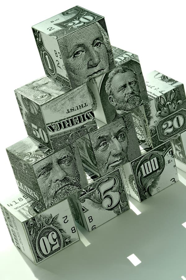 Piramide di denaro - concetto finanziario fotografie stock
