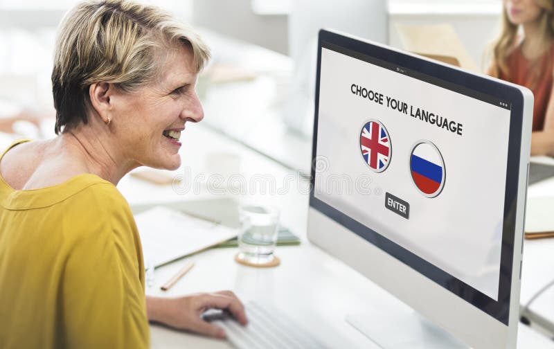 Concetto russo-inglese di linguaggio di comunicazione