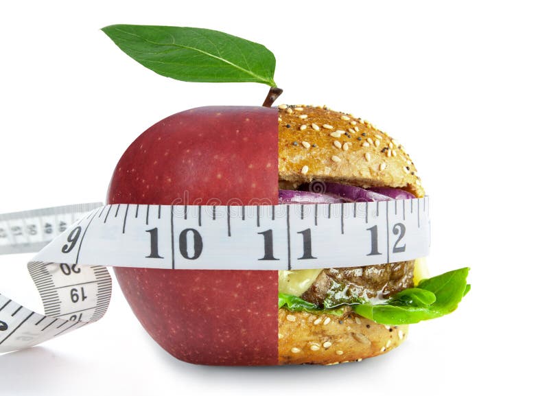 Concetto sano e non sano di scelte di nutrizione dell'alimento immagini stock Concetto sano e non sano di scelte di nutrizione dell'alimento immagini stock